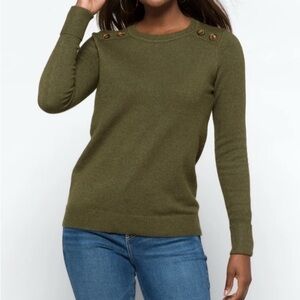 EUC- Pink Clover ‘Carson’ Crew Neck Sweater w/Shoulder Button Accents